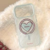 Blue and red striped iPhone 17promax phone case 15 Korean iPhone16 Heart-shaped magnetic stand 14 soft Specification image